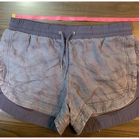 Athleta Linen Beachside‎ Bali Shorts Women's 8Blue Faded Camo 3" 211109 Pull On - Picture 9 of 12